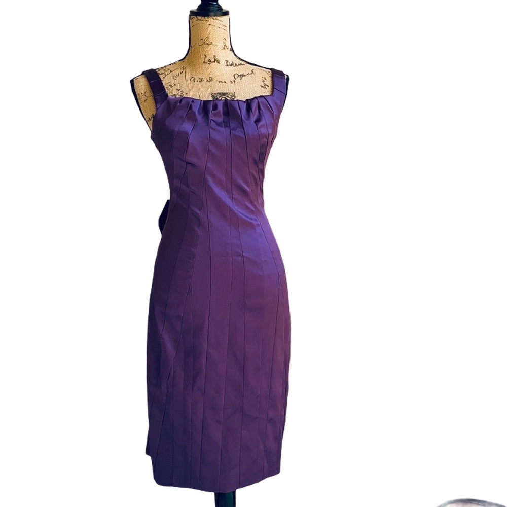 NWT Karen Millen Purple Pencil Bow Dress Size 6
